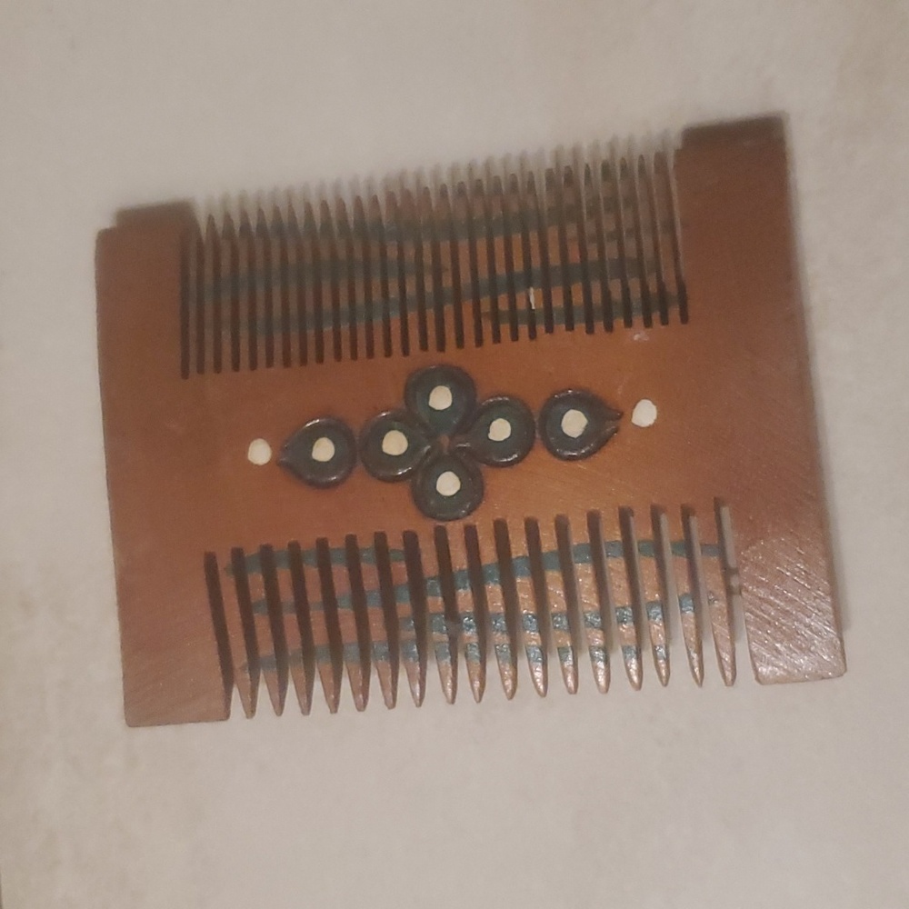 Handmade Painted Wooden Rectangular Comb